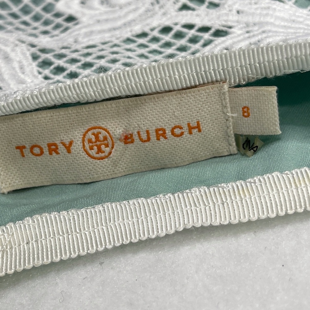 Tory Burch Brooklyn Lace Mini Dress Mint White Size 8 - Picture 11 of 11
